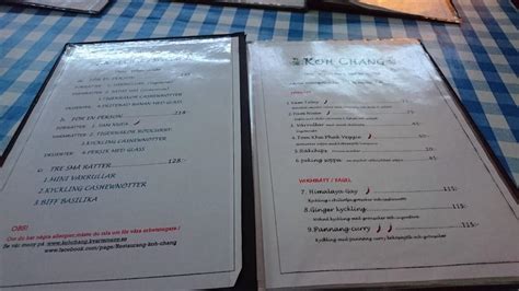 koh chang menu.